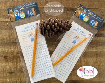 Nativity Christmas Party Treat Goodie Word Search Pencil Personalized - Printable or Shipped