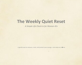 The Weekly Quiet Reset, Life Check, Simple Planning PDF, Calm Reset Pages, Digital Download