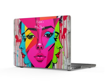 Personalizable Colorful Pop Art Faces Matte MacBook Pro16 Case | Geometric Portrait Laptop Skin