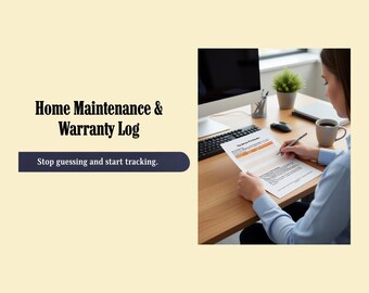 Home Maintenance Log & Warranty Tracker | House Repair Record, Appliance Warranty Organizer, Homeowner Planner