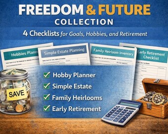 Retirement Planning Bundle | Early Retirement Budget Planner, Heirloom Inventory, Hobby Discovery Workbook, Estate Distribution