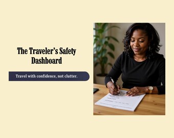 Travel Safety Planner | Emergency Travel Organizer, Medical Info Travel Sheet, Senior Travel Safety Dashboard
