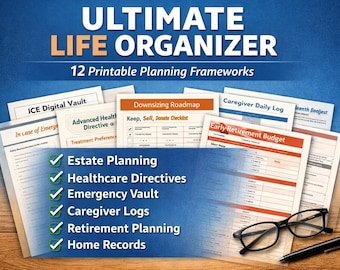 Ultimate Life Binder & Legacy Planner Bundle | Estate Organizer, Emergency Binder, Retirement Planner, Caregiver Log System
