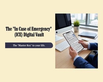 ICE Digital Vault Emergency Binder | Password Organizer, Important Documents Planner, Emergency Info Tracker