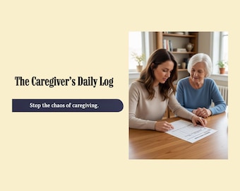 Caregiver Daily Log | Elder Care Planner, Medication Tracker, Caregiver Organizer for Aging Parents