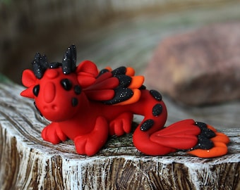 Dragon Figurine | Polymer Clay Dragon, Gift Fantasy polymer clay figures, polymer clay animal, clay dragon, Mythical Creature, Miniatures