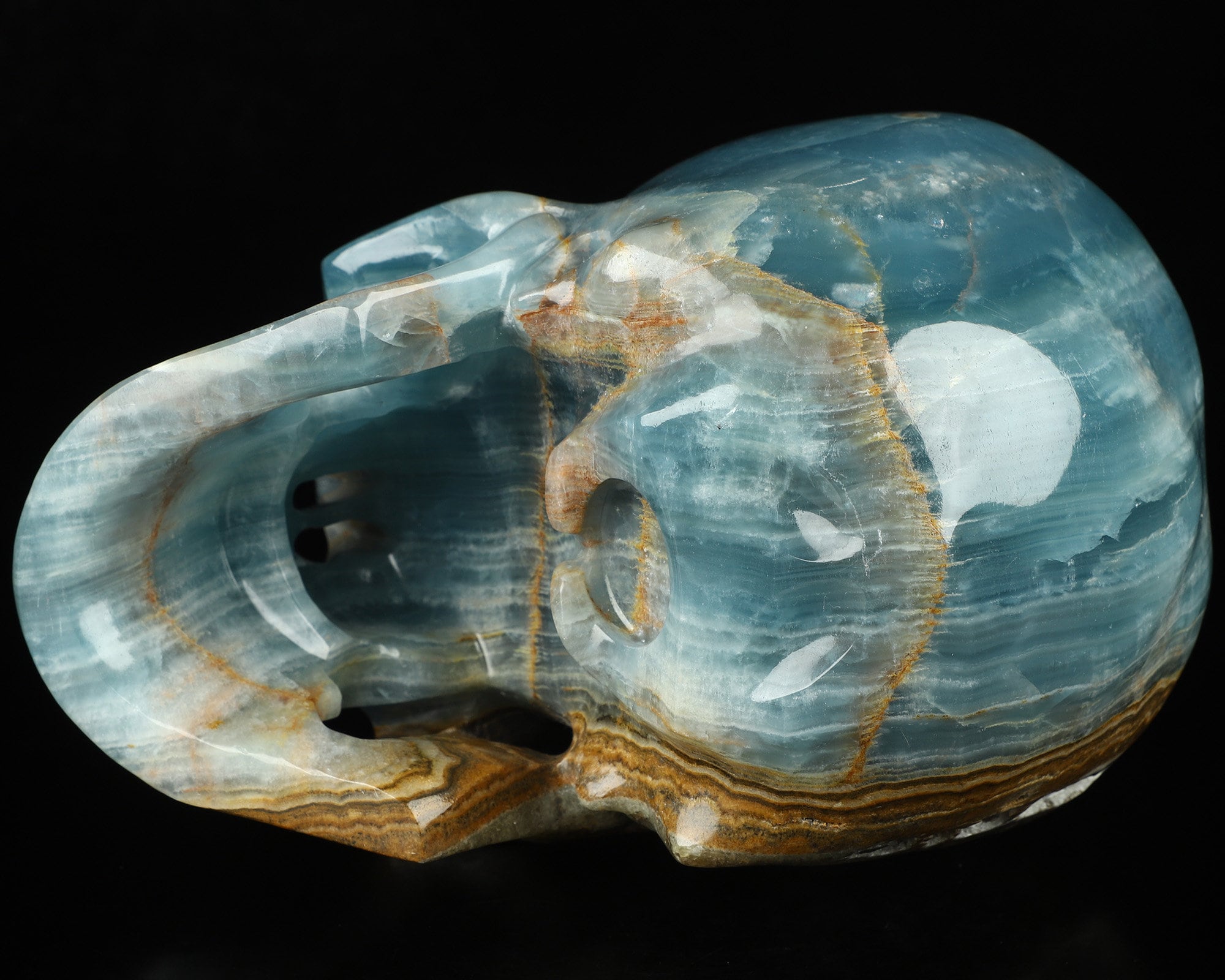 超リアル！等身大 7.0 インチ ブルー オニキス 手彫り クリスタル