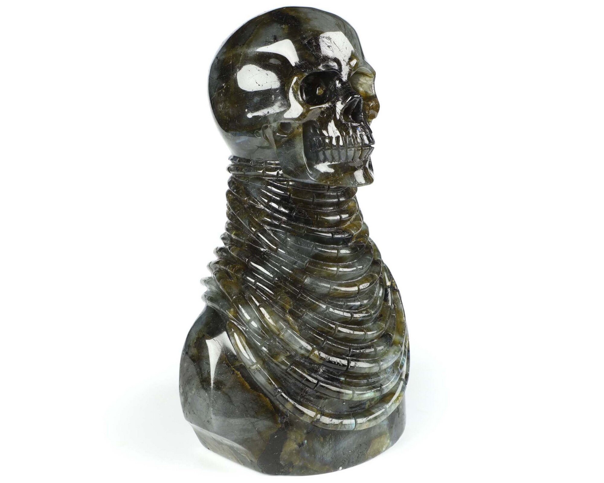 Skullis クリスタル スカル、オリジナル 6.7 インチ ラブラドライト