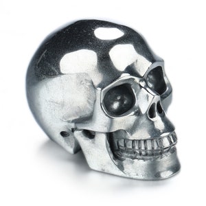 Skullis Crystal Skull, 2.0&quot; Hematite Hand Carved Gemstone Skull, Collectible Fine Art Sculpture/Statue, Fine Art Sculpture, Gift