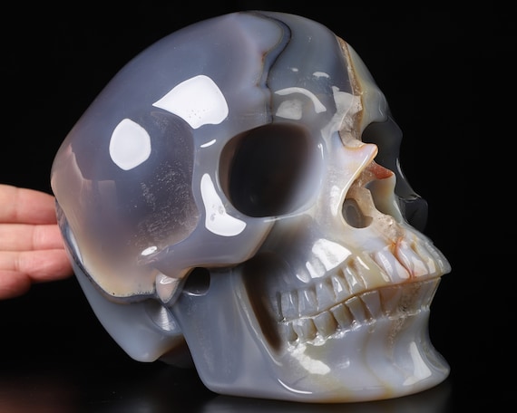 クリスタルスカル Skullis クリスタルスカル、超リアル！実物大 7.0 インチ 瑪瑙手彫り