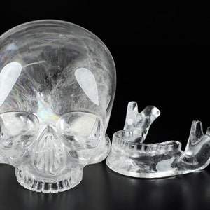 Skullis Crystal Skull, 6.3&quot; Quartz Rock Crystal Carved Mitchell-Hedges Crystal Skull Replica, Skull of Doom, Fine Art Sculpture