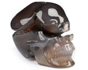 Crâne En Cristal D'agate Brésilienne Sculpté à La Main - Taille 5,2 Cm - Réaliste - Neuf
