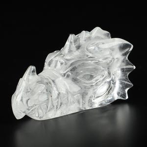 4,6 cm Quarz Bergkristall handgeschnitzte Kristall Drachenkopf Schädel Skulptur, Kristallheilung