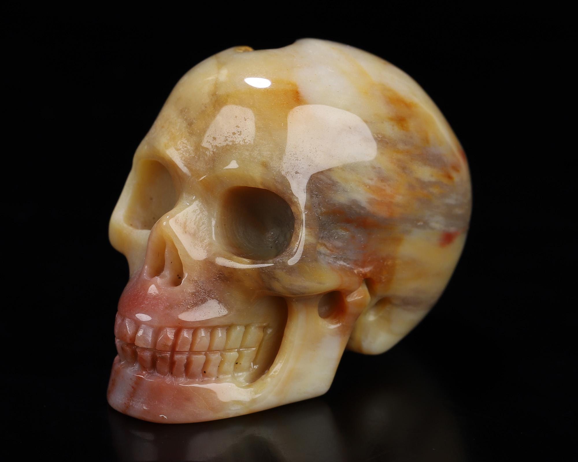 Crâne En Cristal Chrysocolle Sculpté - Réaliste, Taille 5.0cm, Fait Main | Pièce De Collection