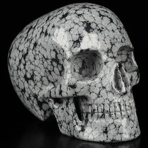 Skullis Crystal Skull, 5.1&quot; Snowflake Obsidian Hand Carved Mitchell-Hedges Crystal Skull Replicas Sculpture, Crystal Healing, Home Decor