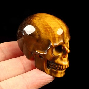 Skullis Crystal Skull, 2.0&quot; Gold Tiger&#39;s Eye Carved Crystal Skull, Crystal Healing, Fine Art Sculpture,Gift