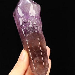 Skullis Crystal Skull, Gemstone 5.5&quot; Amethyst Hand Carved Crystal Skull Wand/Point Sculpture, Crystal Healing, Home Decor, Gift
