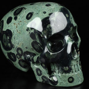 Skullis Crystal Skull, 5.1&quot; Kambaba Jasper Hand Carved Mitchell-Hedges Crystal Skull Replica, Fine Art Sculpture, Gift, Crystal Healing.