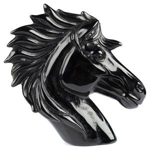 Huge 3.7&quot; Black Obsidian Hand Carved Crystal Horse Sculpture, Crystal Healing, Collectible Fine Art Sculpture, Home Decor, Gift