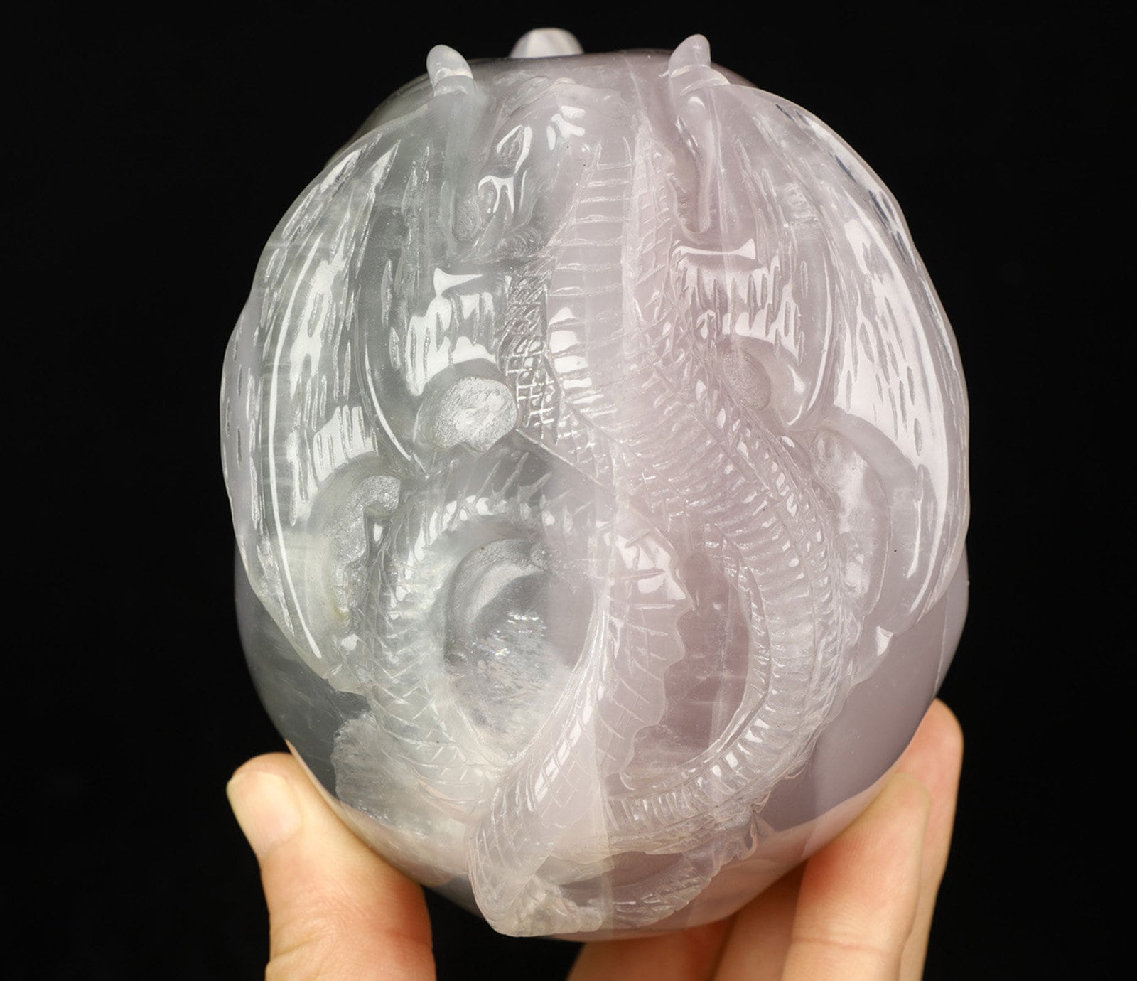 Skullis Crystal Skull, Christmas Decor, 5.3" Fluorite Hand Carved Gemstone Skull and Dragon, Collectible Fine Art Sculpture/Statue, Gift.