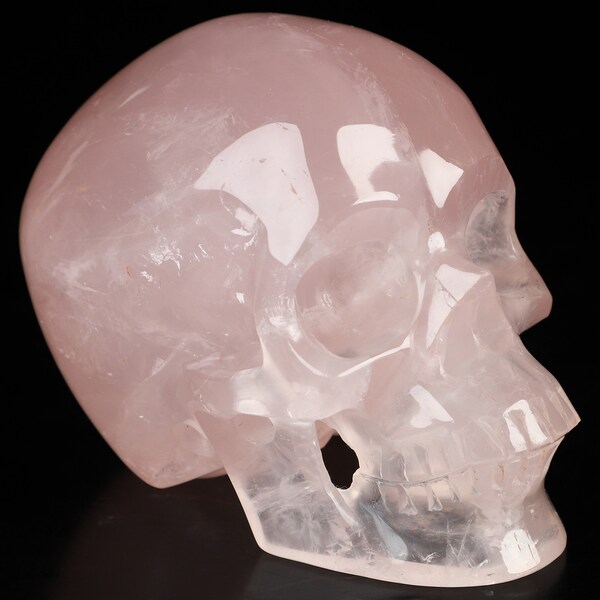 Skullis Crystal Skull, 3.5" Rose Quartz Hand Carved Crystal Skull, Super Realistic, Fine Art Sculpture,Gift
