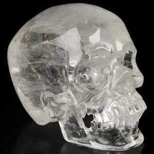 Skullis Crystal Skull, 3.7&quot; Quartz Rock Crystal Hand Carved Crystal Skull, Super Realistic, Crystal Healing,  Home Decor, Gift