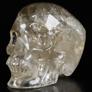 Skullis Crystal Skull, 5.1&quot; Smoky Quartz Rock Crystal Carved Crystal Skull,Super Realistic, Collectible Fine Art Sculpture, Gift, Healing