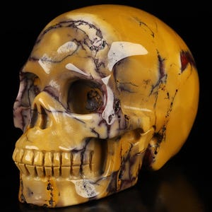 Skullis Crystal Skull, 3.5&quot; Mookaite Jasper Hand Carved Crystal Skull, Realistic, Crystal Healing, Fine Art Sculpture,Gift