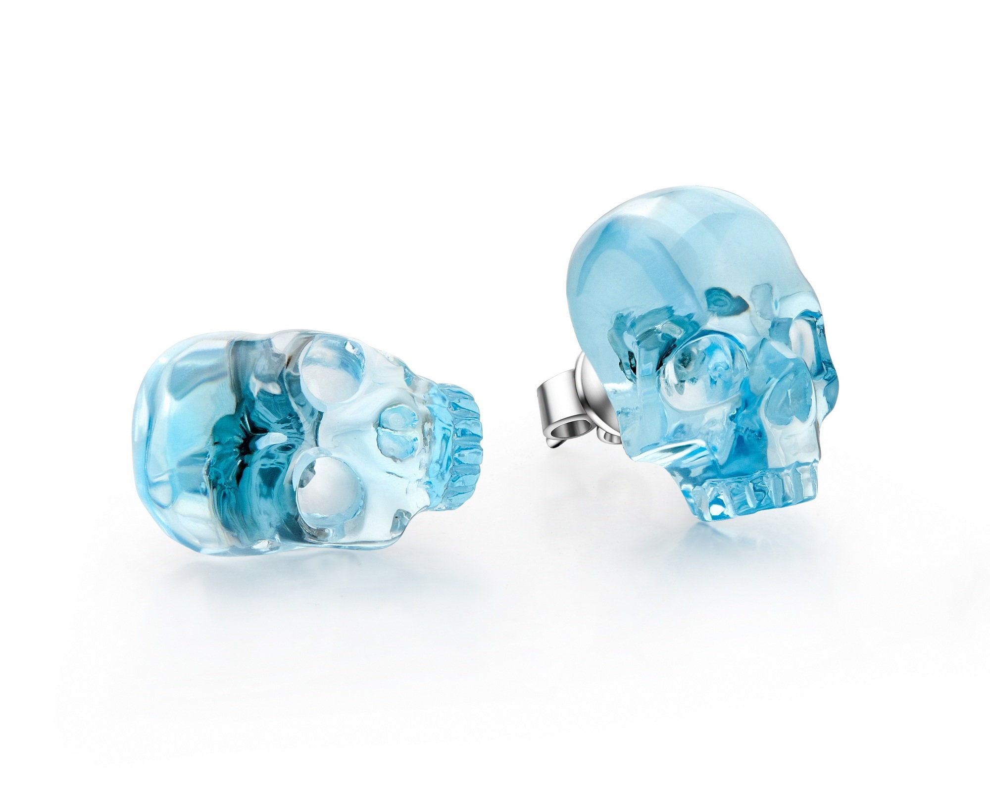 Orecchini A Teschio In Argento Sterling 925 Con Cristalli - Gioielli Uomo/Donna, Dimensioni 10x8 Mm, Katy Craig - 3