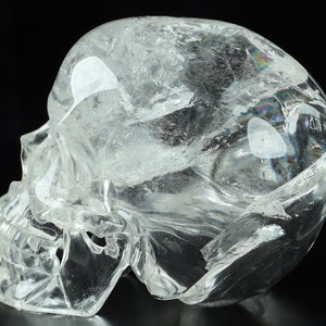 Skullis Crystal Skull, Rainbow Clear Huge 5.7&quot; Quartz Rock Crystal Carved Crystal Skull, Super Realistic, Fine Art Sculpture, Gift