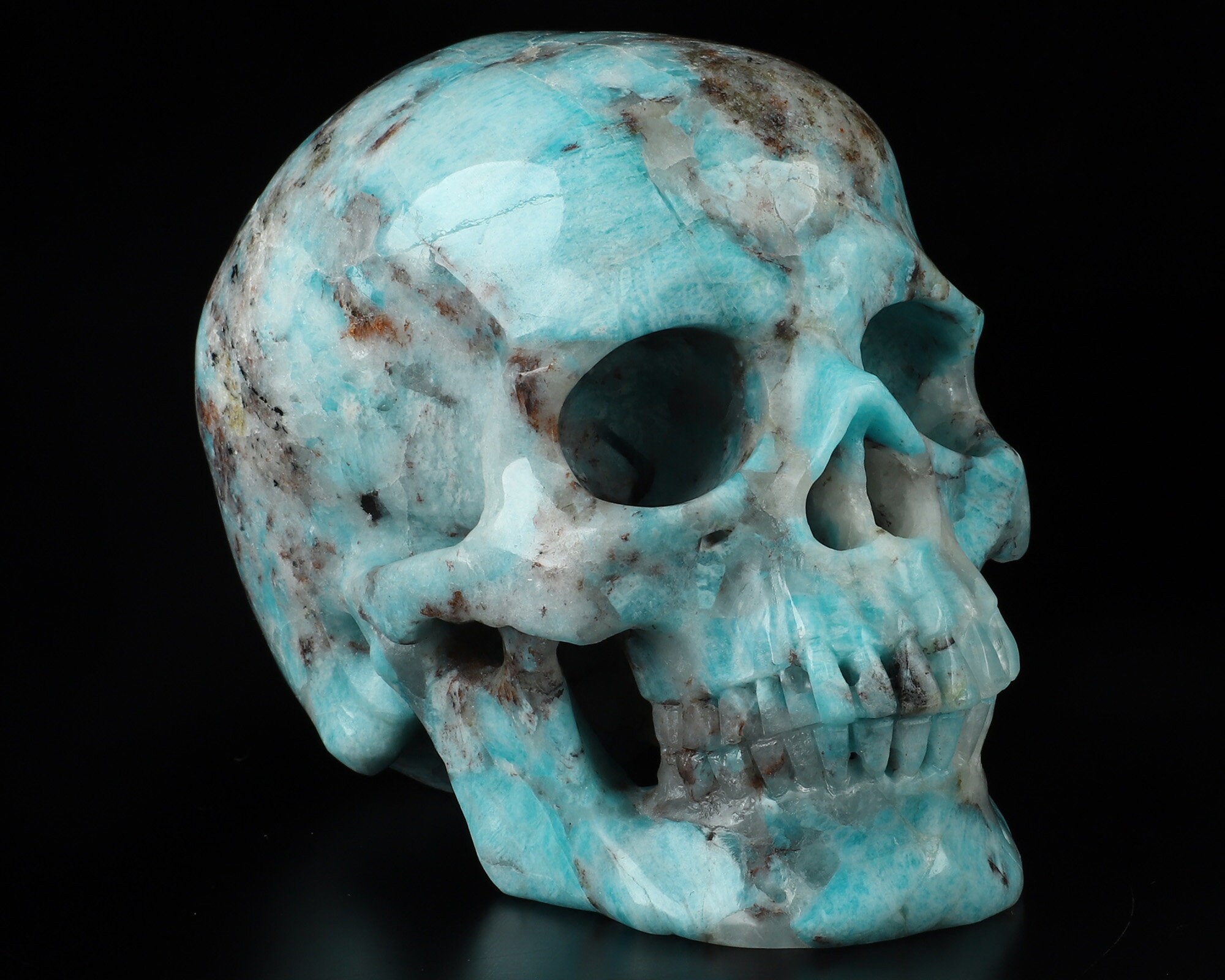 アマゾナイト　スカル 180g Natural amazonite Quartz carved Crystal dragon skull