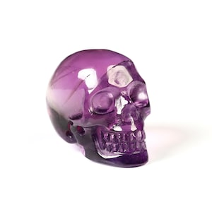 Skullis Crystal Skull, Gemstone 0.7&quot; Amethyst Hand Carved Crystal Skull, Realistic, Crystal Healing, Collectible Fine Art Sculpture