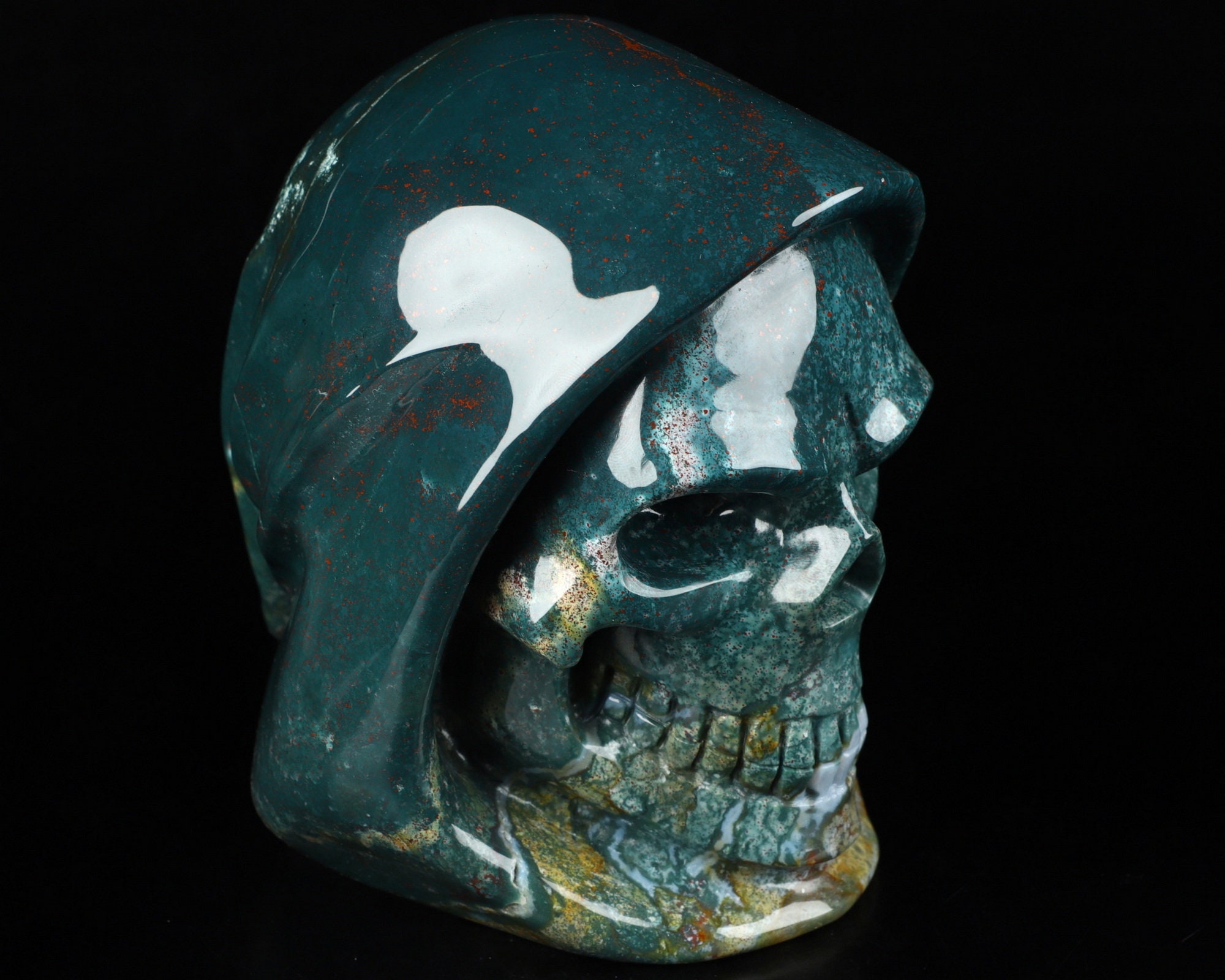 Skullis クリスタルスカル、5.5インチ ブラッドストーン彫刻クリスタル