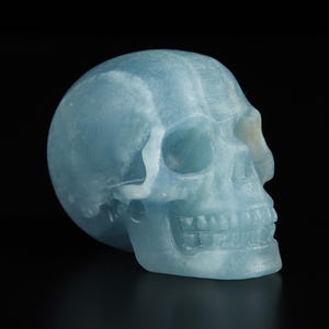 Skullis クリスタルスカル、2.0インチ ブルーオニキス 手彫り 