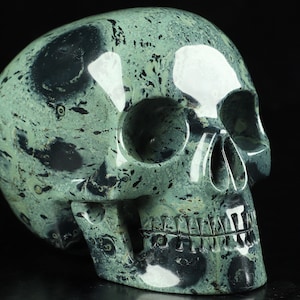 Skullis Crystal Skull, 5.1&quot; Kambaba Jasper Hand Carved Mitchell-Hedges Crystal Skull Replica, Fine Art Sculpture, Gift, Crystal Healing.