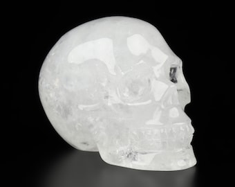 Skullis Crystal Skull, 2.0" Clear Quartz Rock Hand Carved Gemstone Skull, Collectible Fine Art Sculpture/Statue, Home Decor, Gift.