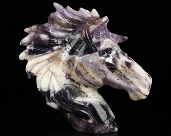 Skullis Crystal Skull, Huge 3.7&quot; Fluorite Hand Carved Crystal Horse Sculpture, Crystal Healing, Fine Art Sculpture,Gift