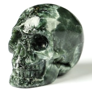Skullis Crystal Skull, Gemstone 1.2&quot; Tremolite & Marble Hand Carved Crystal Skull, Realistic, Crystal Healing, Home Decor, Gift