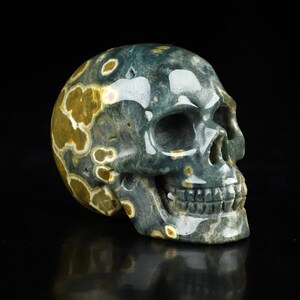 Skullis Crystal Skull, Nice 2.0" Ocean Jasper Carved Crystal Skull, Realistic, Crystal Healing, Fine Art Sculpture,Gift