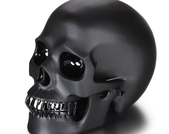 Skullis Crystal Skull, 5.0&quot; Froest Black Obsidian Hand Carved Gemstone Skull, Fine Art Sculpture,Gift