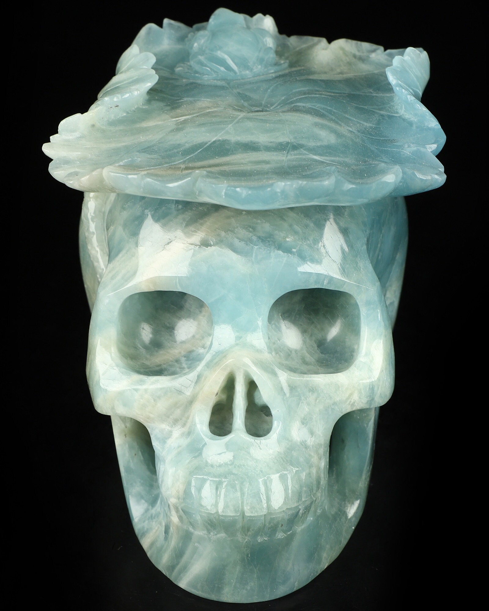 Skullis クリスタルスカル、GEMSTONE 宝石 5.0インチ アクアマリン