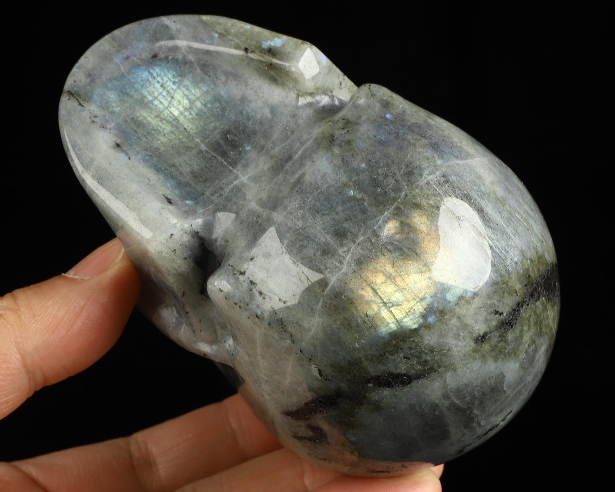 Skullis Kristallschädel Aus Orpiment – Handgeschnitzt, 12,7 Cm, Für Meditation, Reiki & Deko