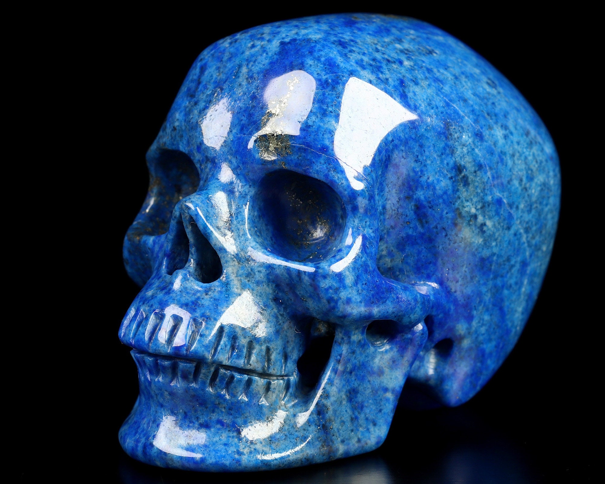 Skullis Crystal Skull, Gemstone 2.0" Lapis Lazuli Hand Carved Crystal Skull, Super Realistic, Crystal Healing.  Home Decor, Gift