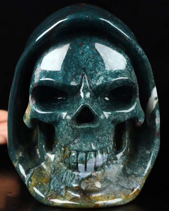 Skullis クリスタルスカル、5.5インチ ブラッドストーン彫刻クリスタル