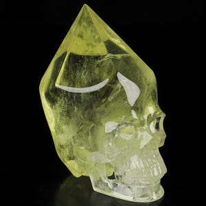 Skullis Crystal Skull,  Gemstone 2.4&quot; Citrine Hand Carved Crystal Skull Wand/Point Sculpture, Crystal Healing, Home Decor, Gift