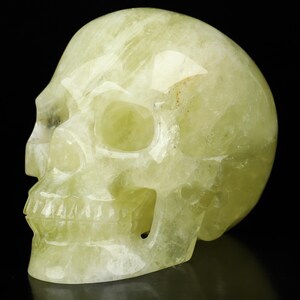 Skullis Crystal Skull, 4.5&quot; Citrine Hand Carved Crystal Skull, Realistic, Crystal Healing, Fine Art Sculpture,Gift