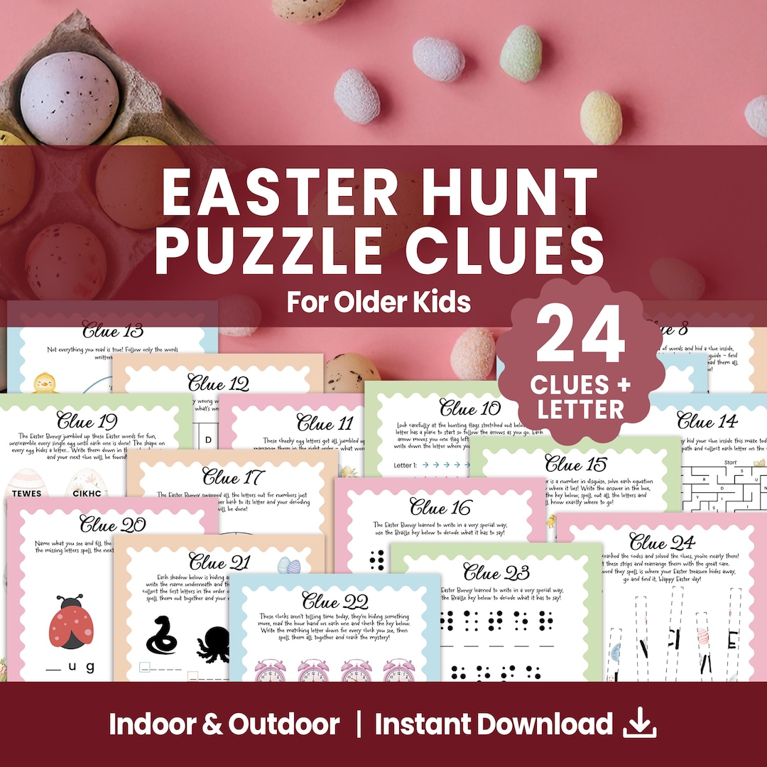 Easter Puzzle Scavenger Hunt for Teens Easter Egg Hunt Clues Older Kids ...