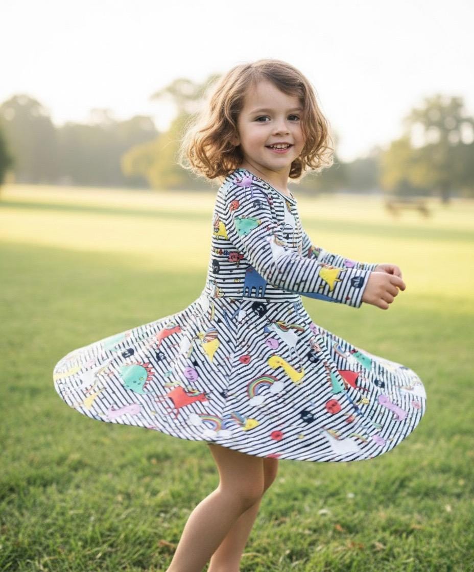 white christmas dresses Cotton Kids Pastel Unicorn Dress 24 M main image 0