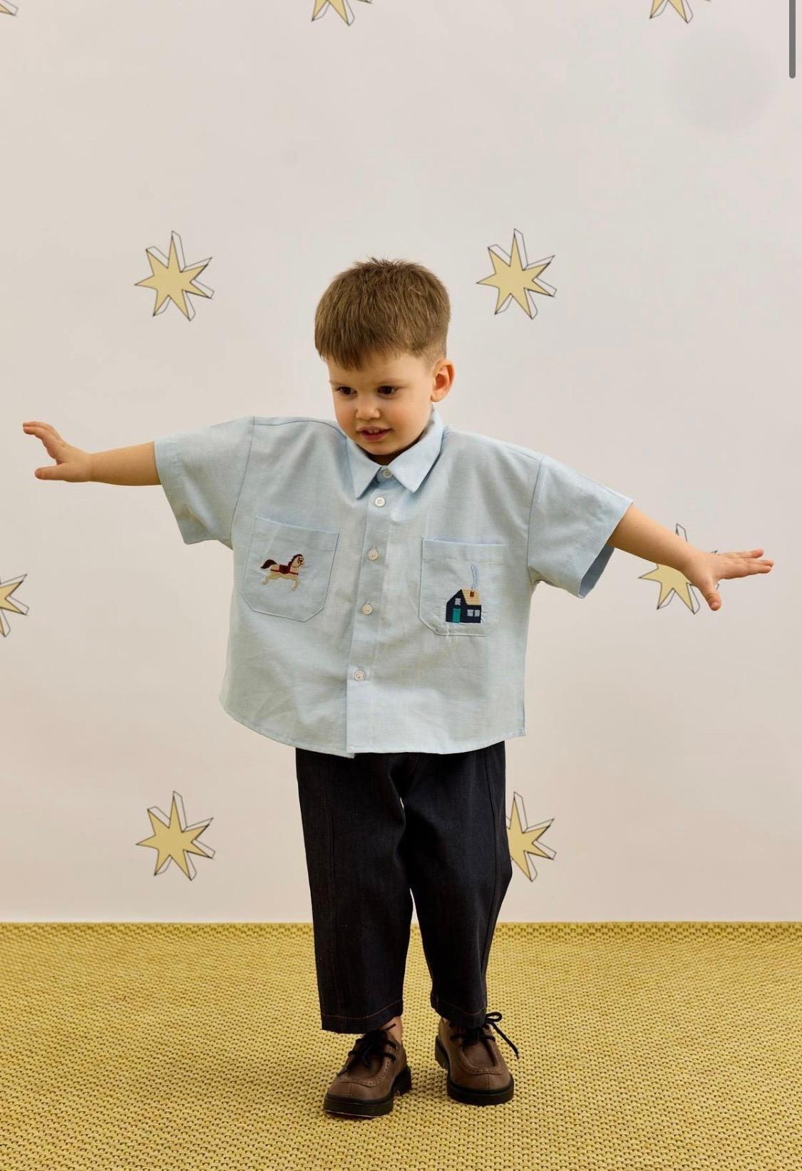 Boys Cotton Shirt, Embroidered Kids Shirt, Oversized Boys Shirt, Oxford Cotton Shirt, Minimalist Boy Outfit