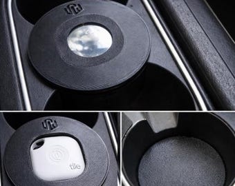Hidden AirTag Car Mount – Stealth Cup Holder Insert for Apple & Tile Trackers– No Install GPS Tracker Holder – Anti Theft Vehicle Gadet